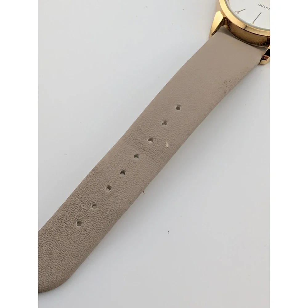Oriflame Watch Women 37mm Gold Case Beige Leather Band- New Battery‎